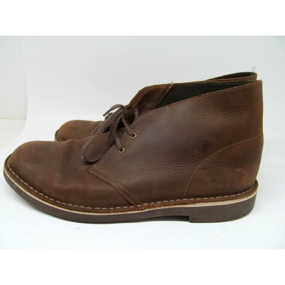 Clarks Bushacre Brown Leather 2-eye Chukka Boots Mens Size US 11.5 M  Made India